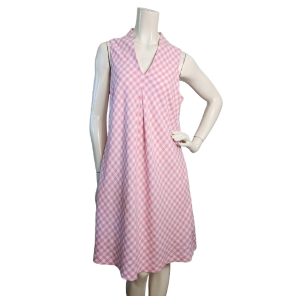Tommy Bahama Shift Dress Women's S Pink Gingham Linen Sleeveless